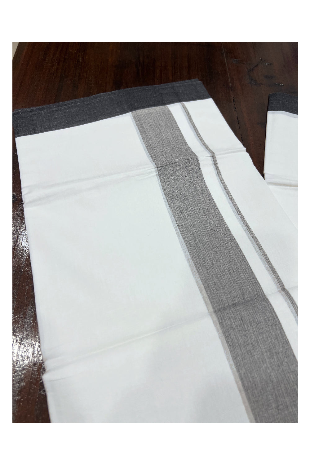 Pure White Cotton Double Mundu with Black Border (South Indian Dhoti)