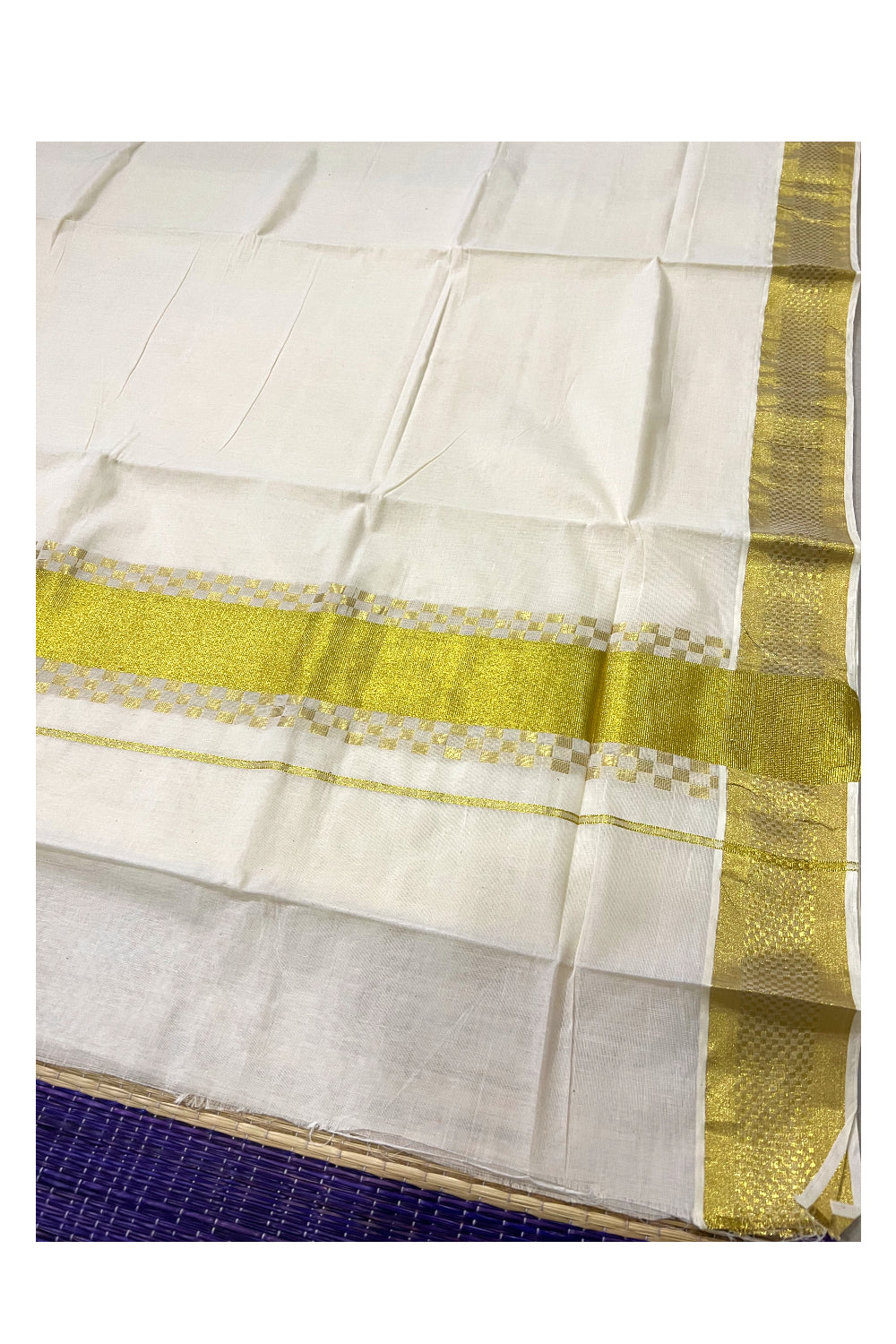 Pure Cotton Kerala Saree with Kasavu Paa Neythu Border