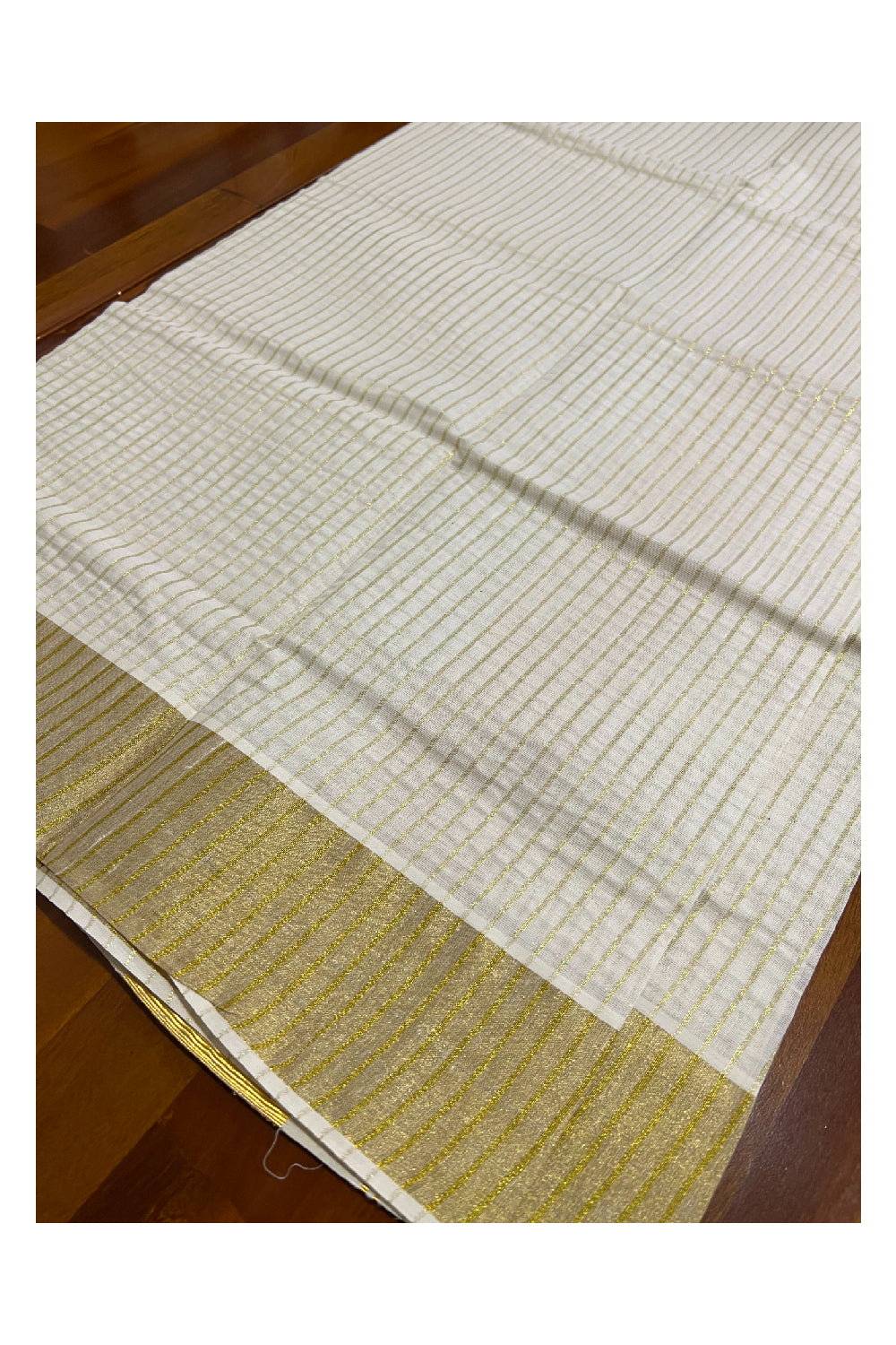 Kerala Cotton Set Mundu (Mundum Neriyathum) with Kasavu Lines on Body 2.80 Mtrs