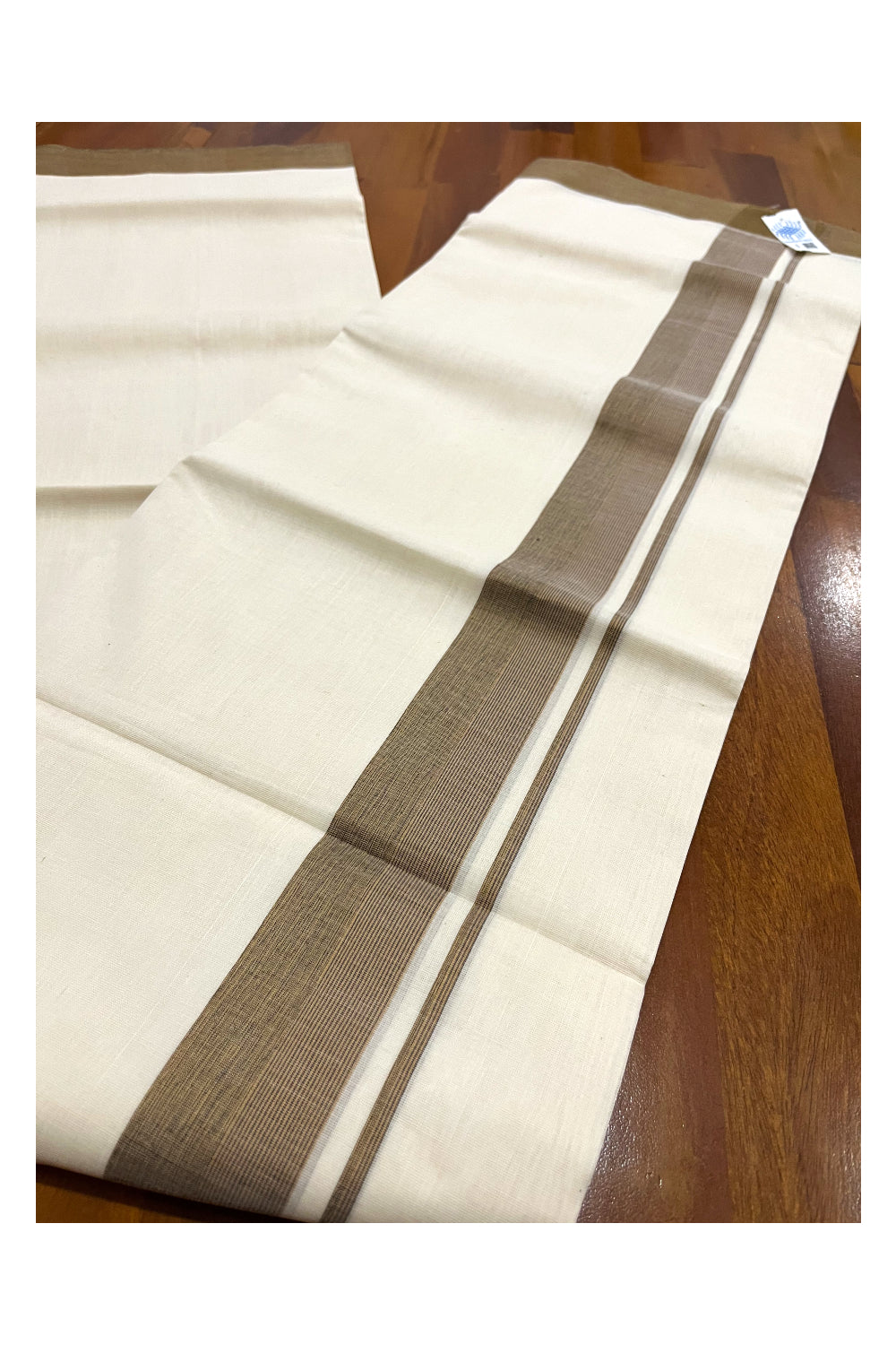 Southloom Premium Unakkupaavu Handloom Wedding Mundu with Brown Border