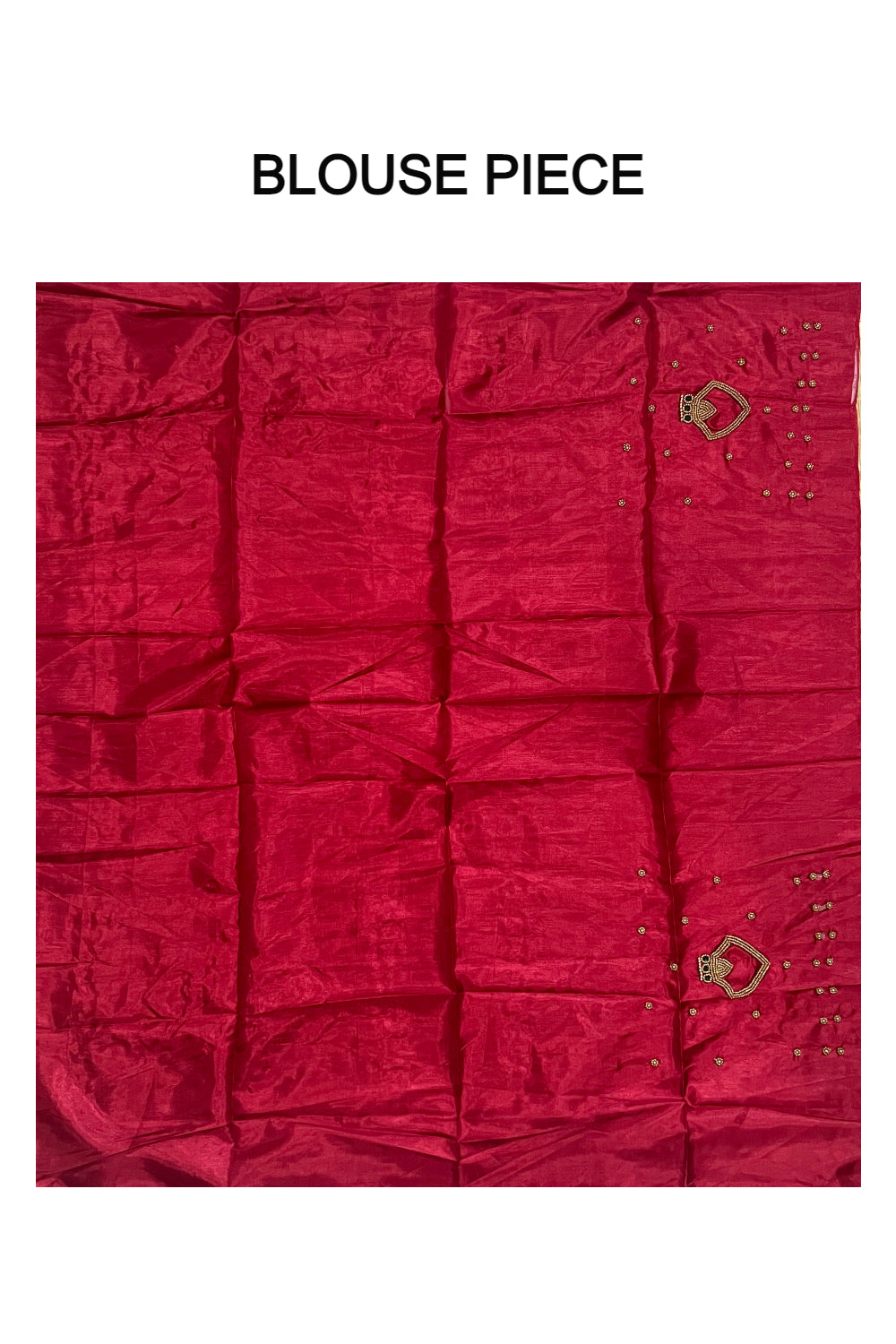 Kerala Tissue Kasavu Saree with Bead Work Design and Dark Red Blouse Piece