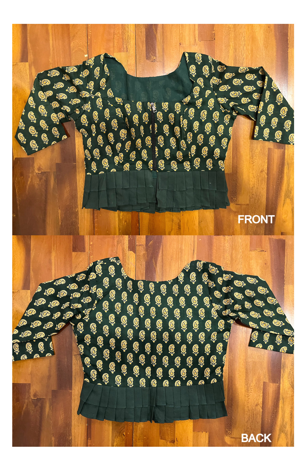 Southloom Paisley Printed Dark Green Ready Made Blouse