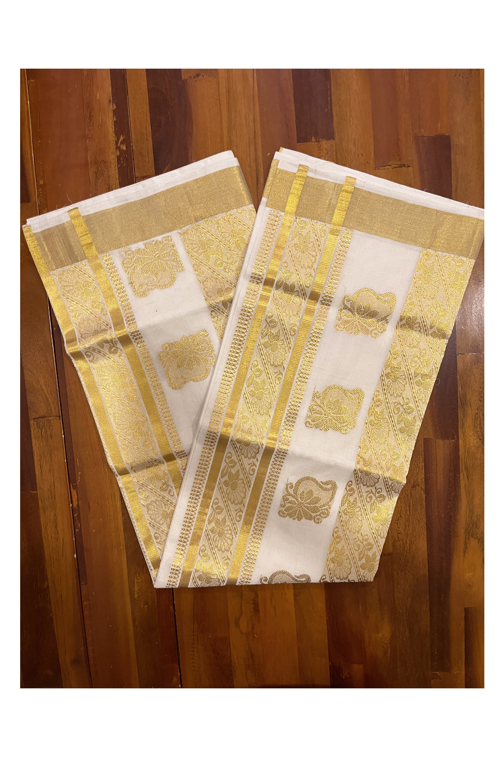 Southloom Premium Handloom Cotton Kerala Saree with Heavy Woven Works