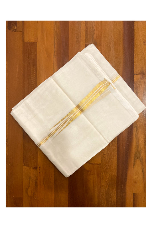 Southloom Premium Handloom Chutti Kasavu Double Mundu (South Indian Dhoti)