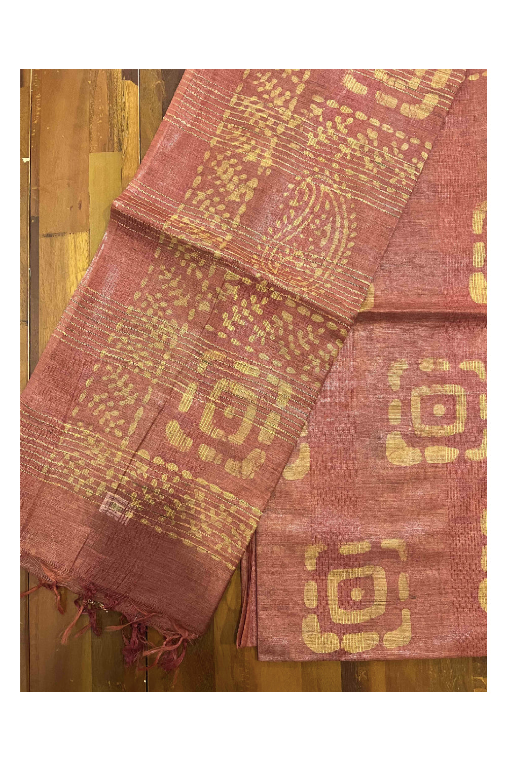 Southloom Cotton Orange and Yellow Designer Saree with Baswara Print