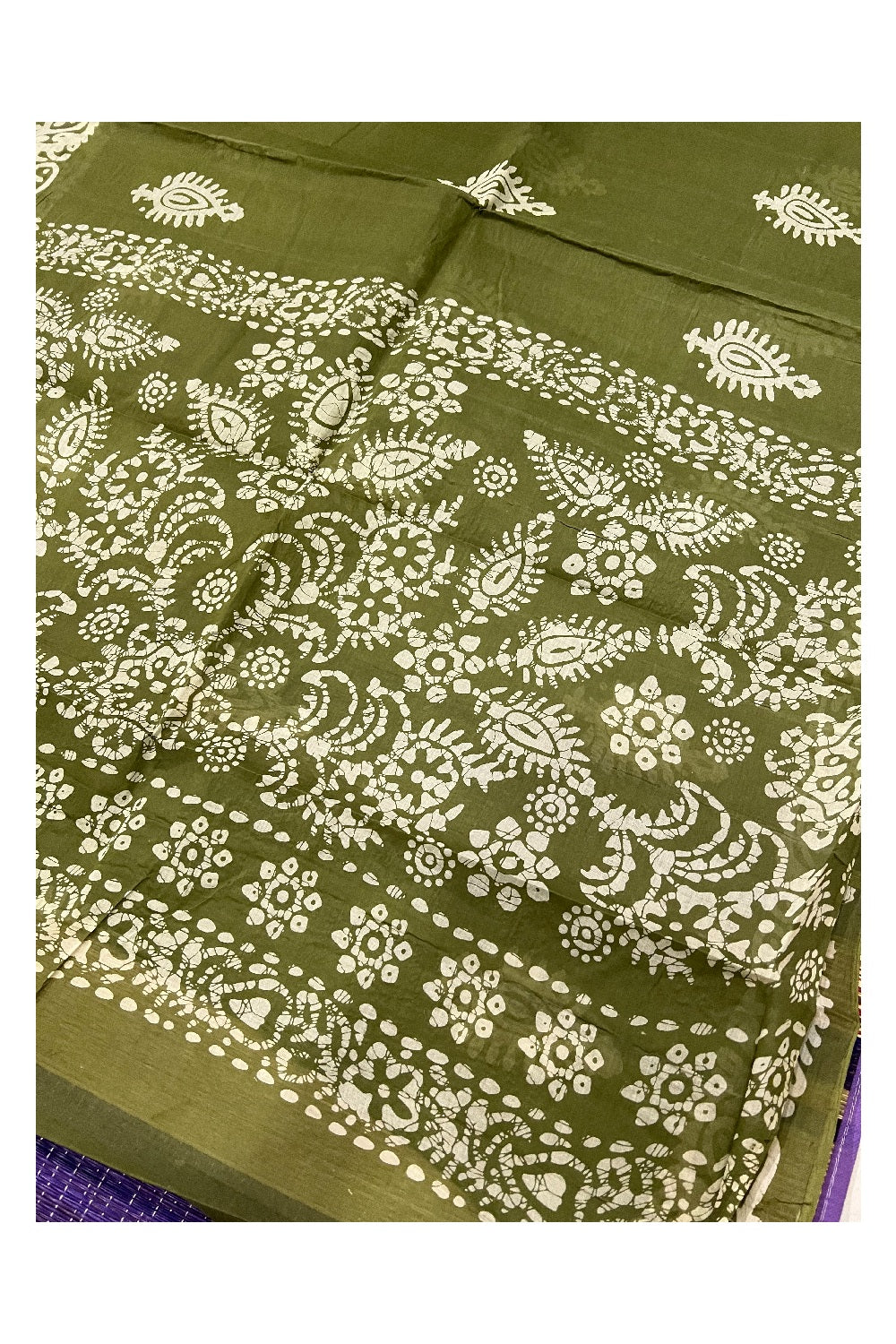 Southloom Light Green Cotton Saree with Printed Design