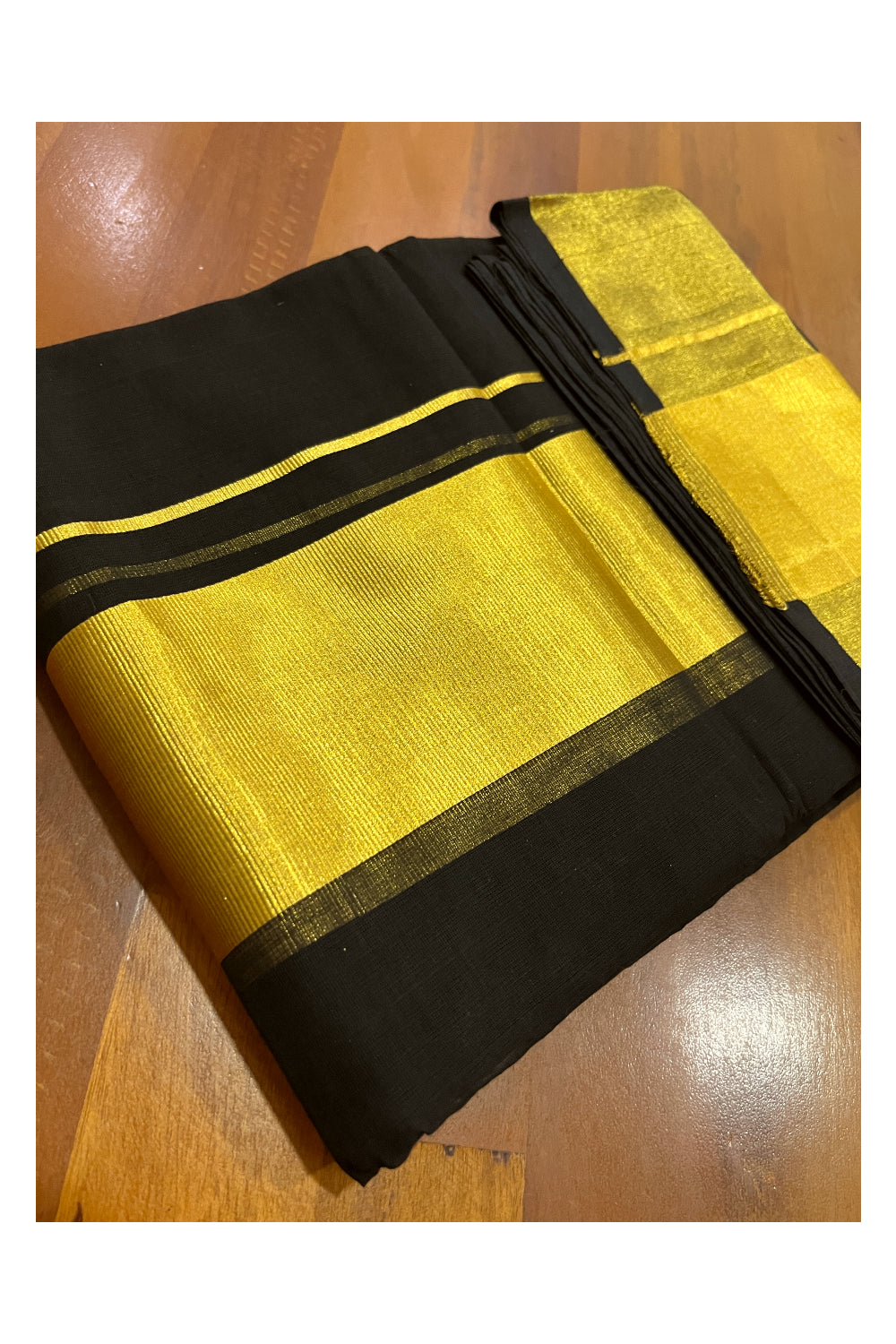 Southloom Premium Handloom Pure Cotton Double Mundu with 3 inch Kasavu Kara (South Indian Dhoti)