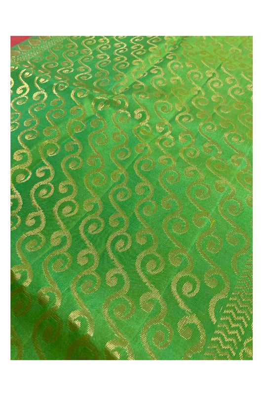 Southloom Handloom Pure Silk Kanchipuram Saree in Red and Green Floral Motifs