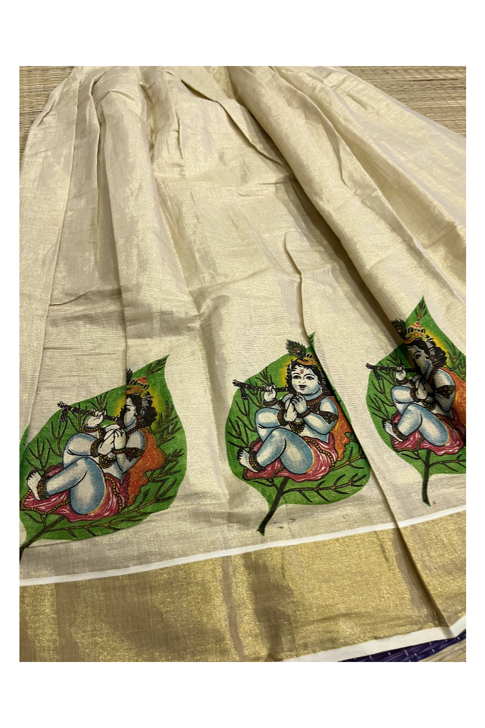 Southloom Kerala Pavada Blouse with Baby Krishna Mural Design (Age - 10 Year)