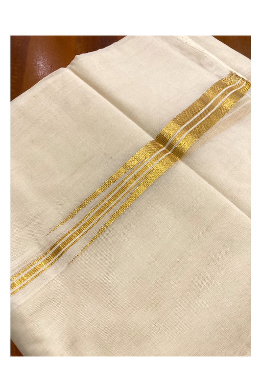 Southloom Premium Handloom Chutti Kasavu Double Mundu (South Indian Dhoti)