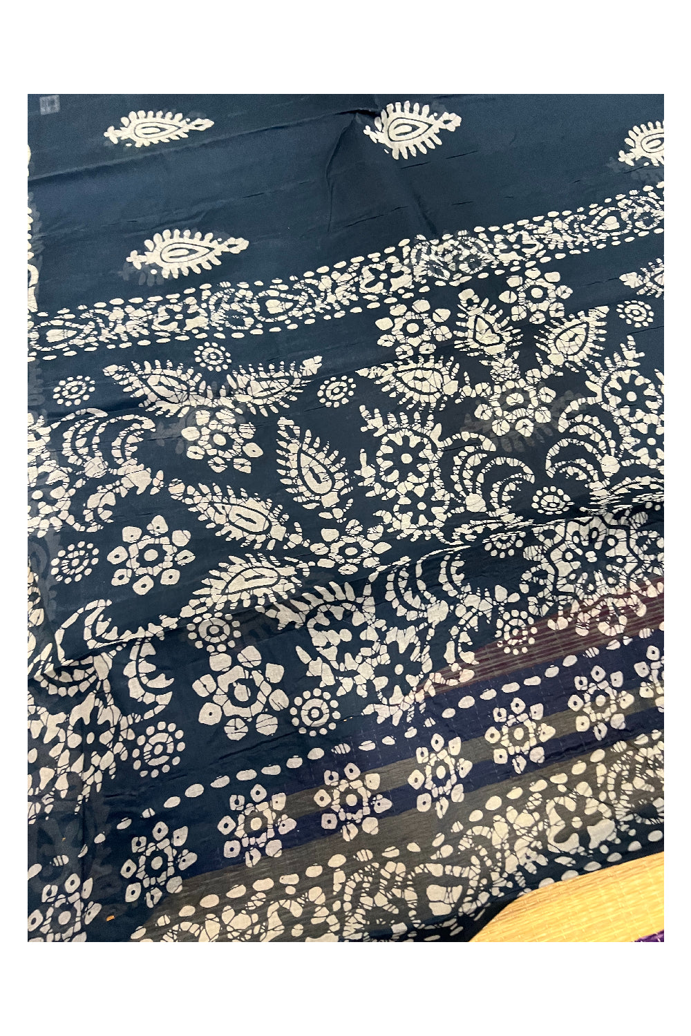 Southloom Dark Teal Blue Cotton Saree with Printed Design