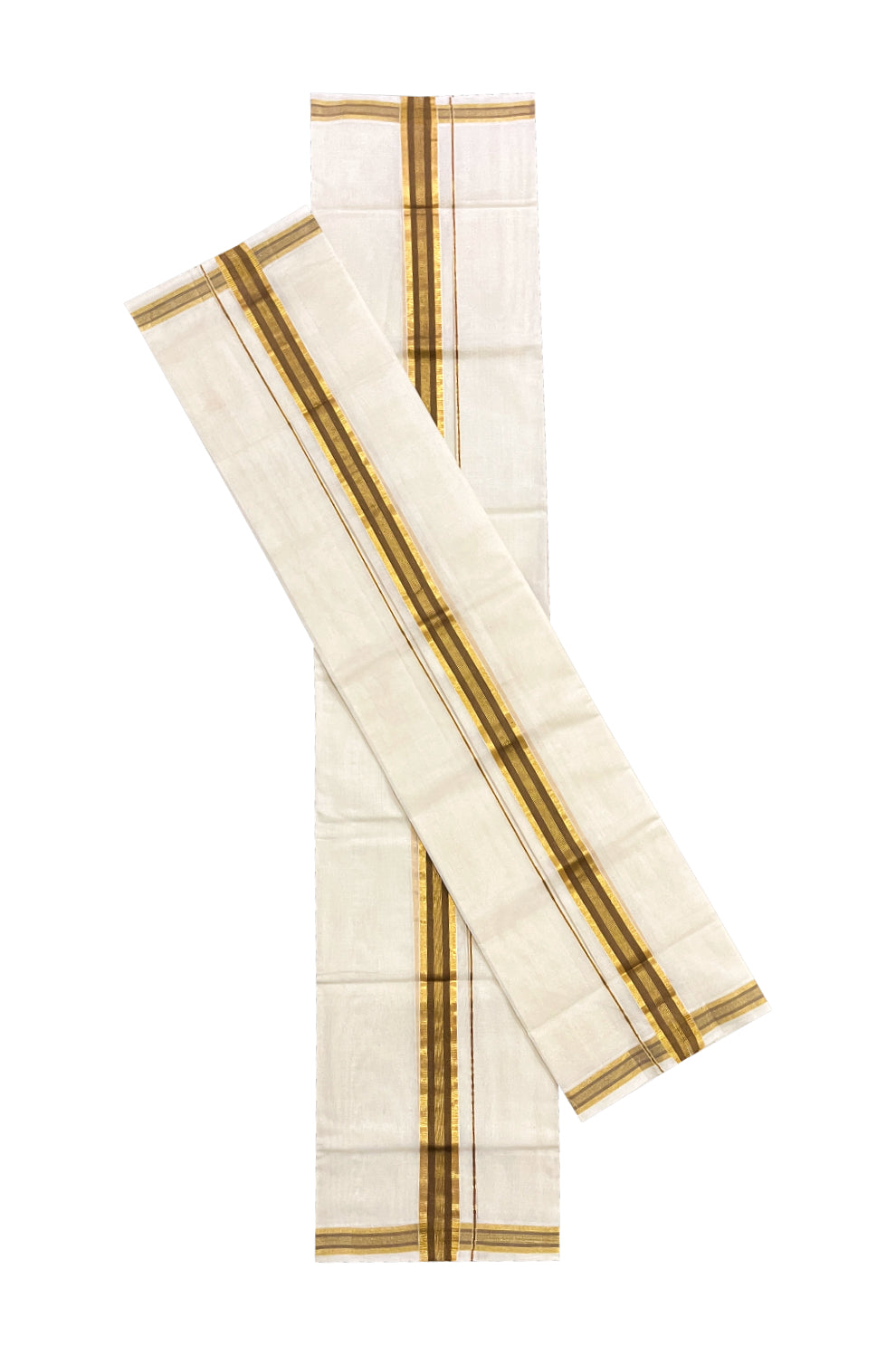 Southloom Premium Handloom Set Mundu with Kasavu and Brown Border