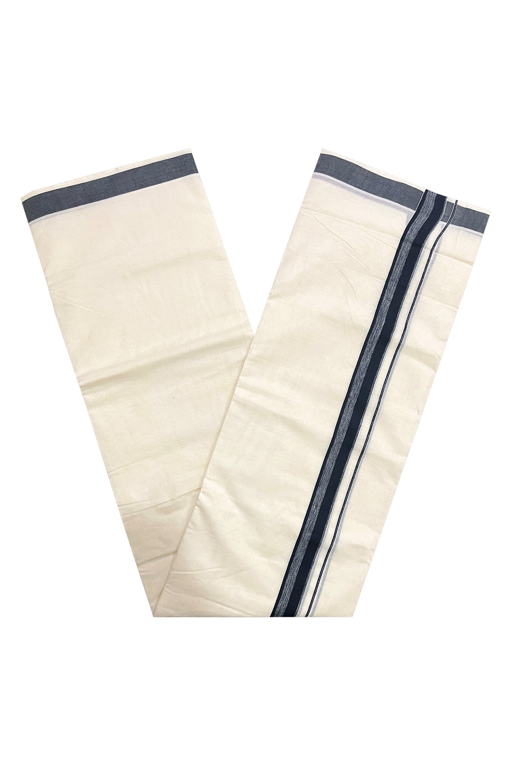 Pure Cotton Double Mundu with Black Kara (South Indian Dhoti)