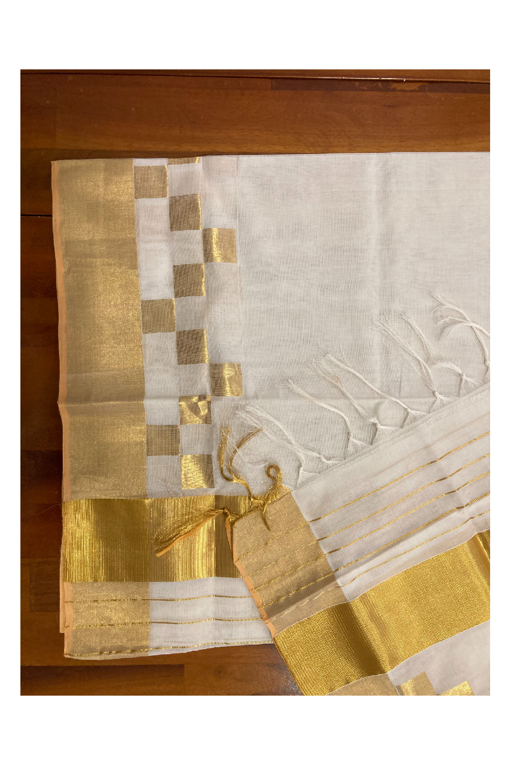 Southloom™ Handloom Premium Wedding Single Mundum Neriyathum (Set Mundu) with Design Border