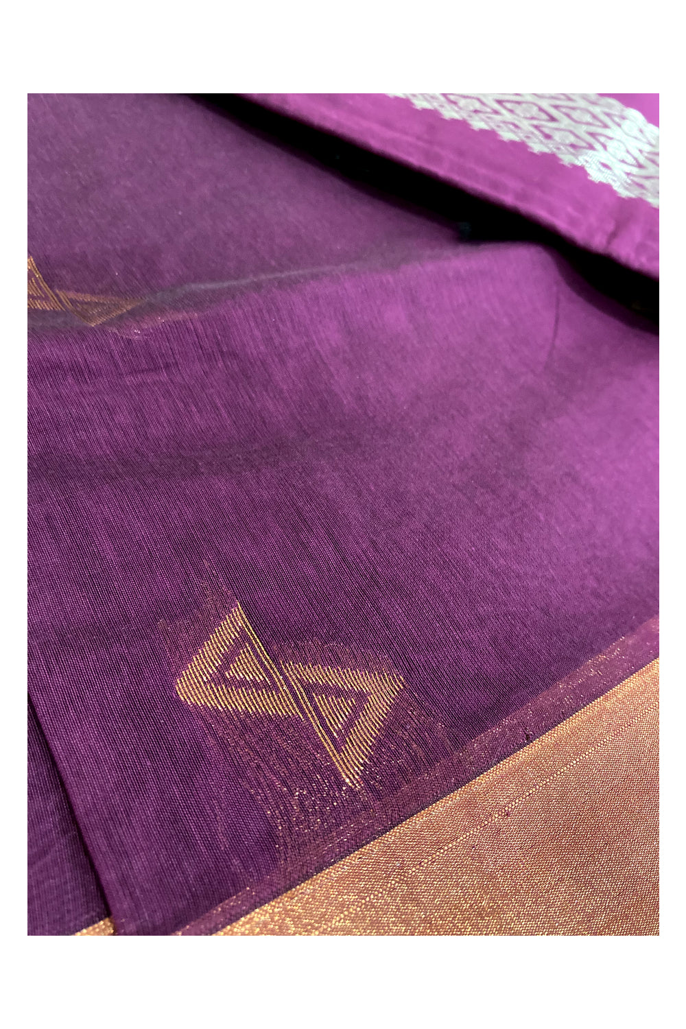 Southloom Violet Cotton Silk Saree with Golden Designer Butta Works