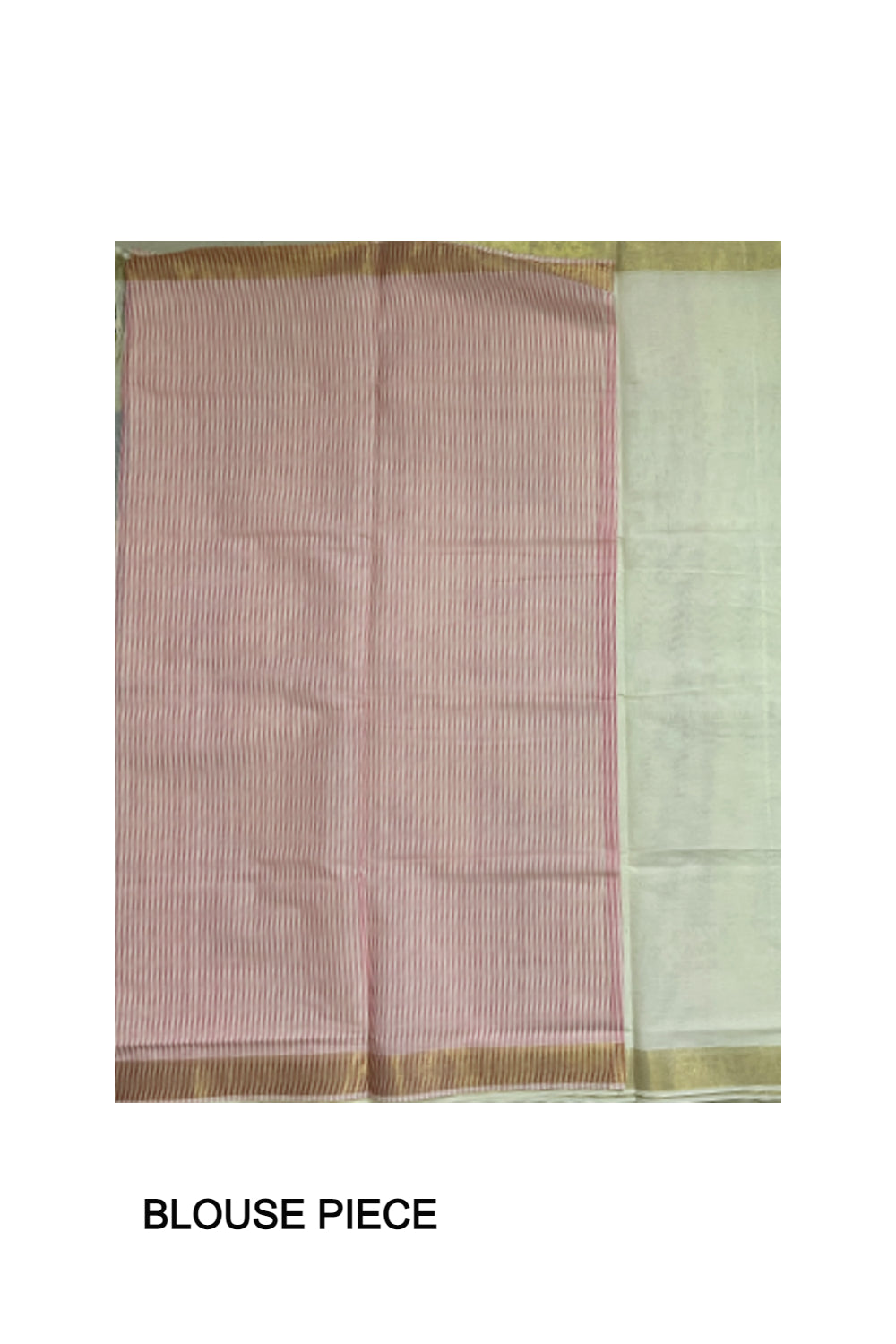 Pure Cotton Off White Kerala Saree with Pink Pallu and Lines Design Running Blouse Piece (Onam Saree 2023)