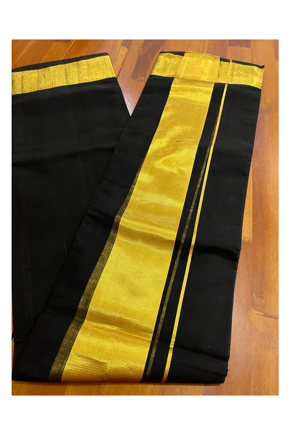 Southloom Premium Handloom Pure Cotton Double Mundu with 3 inch Kasavu Kara (South Indian Dhoti)