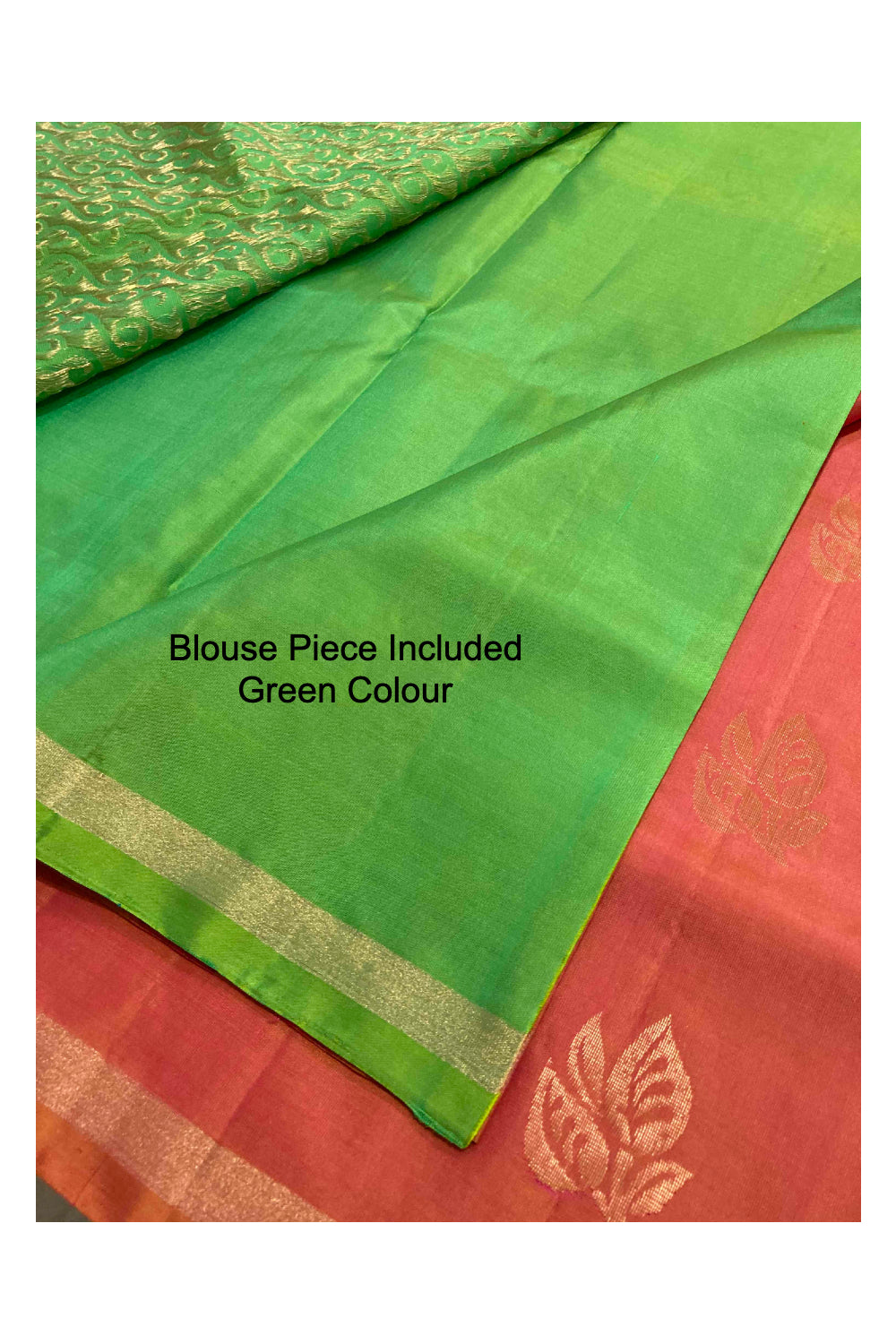 Southloom Handloom Pure Silk Kanchipuram Saree in Red and Green Floral Motifs