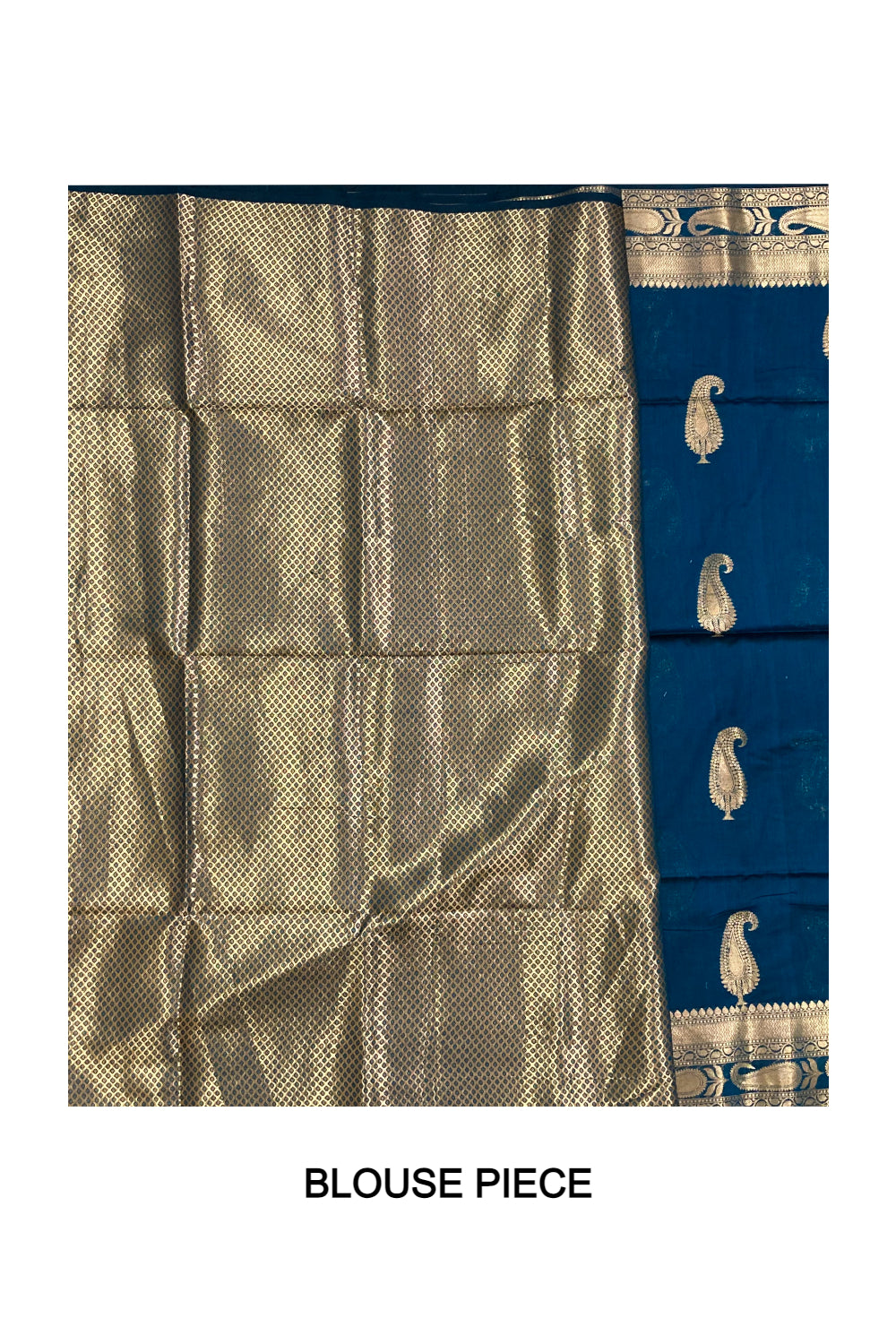 Southloom Blue Cotton Designer Saree with Kasavu Woven Works