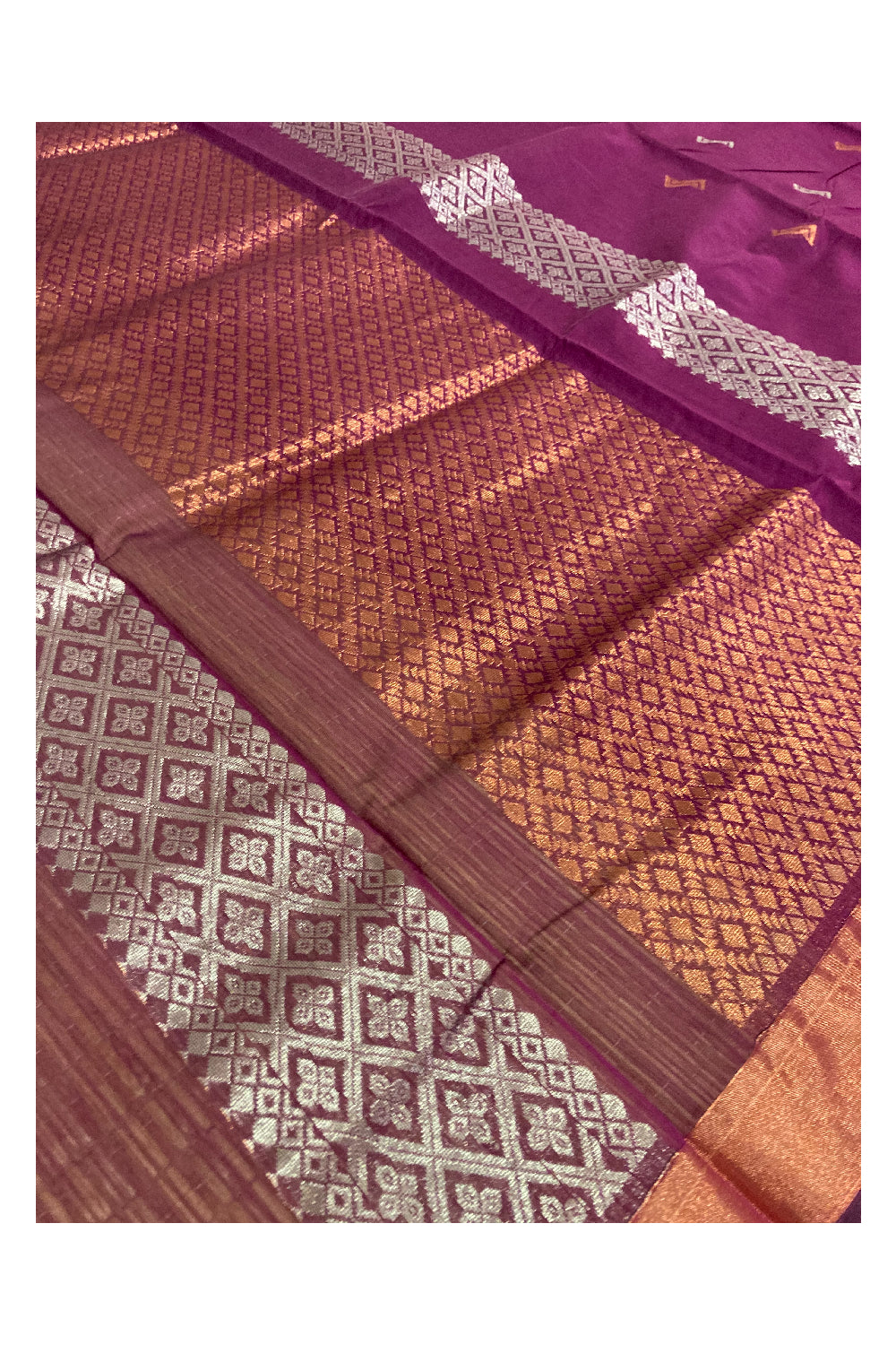 Southloom Violet Cotton Silk Saree with Golden Designer Butta Works