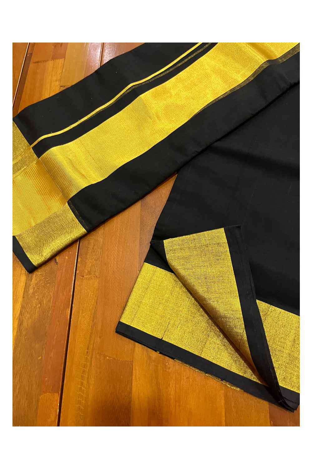 Southloom Premium Handloom Pure Cotton Double Mundu with 3 inch Kasavu Kara (South Indian Dhoti)