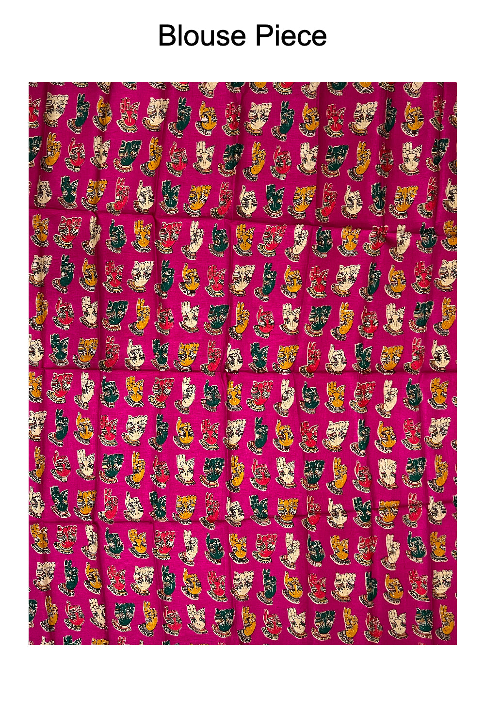 Kerala Pure Cotton Fusion Art Magenta Hand Figures Printed Kasavu Saree with Printed Blouse Piece