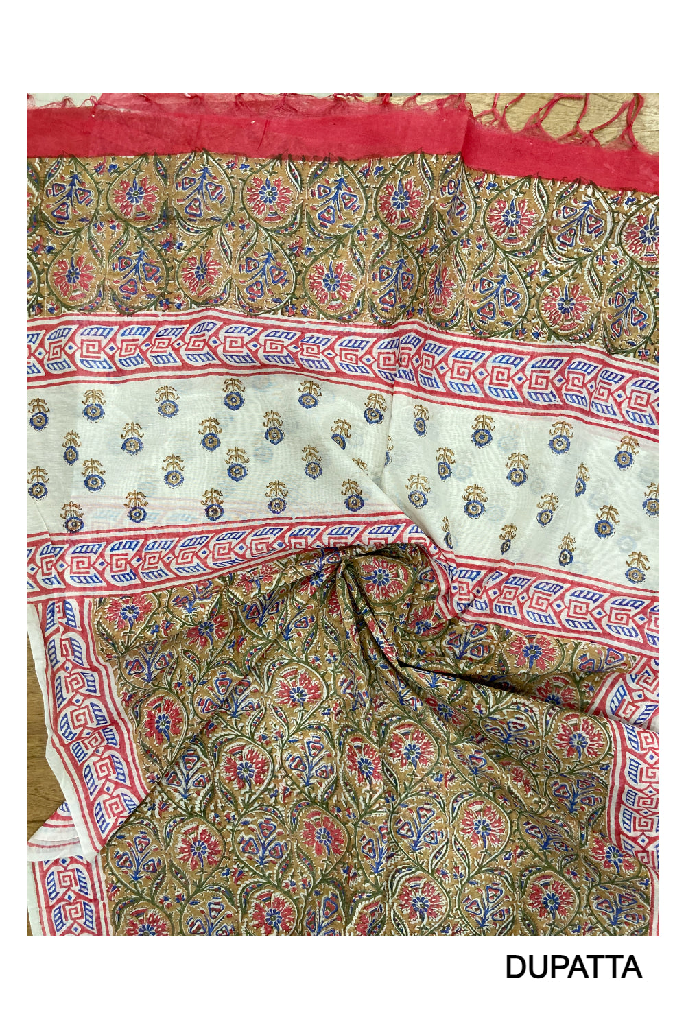 Southloom™ Cotton Churidar Salwar Suit Material in Off White and Woven Work on Yoke Portion