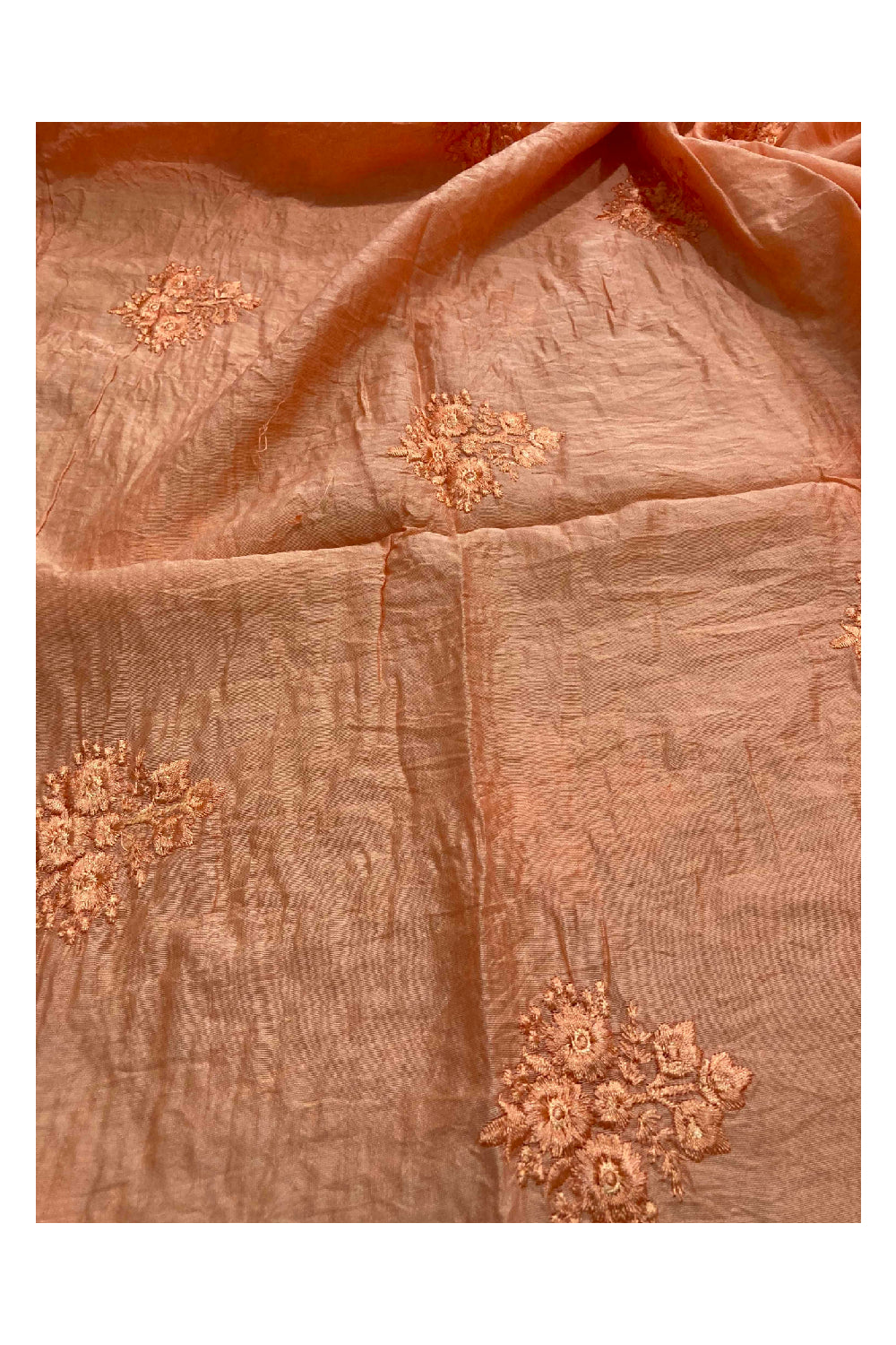 Southloom™ Semi Jute Churidar Salwar Suit Material in Bright Orange with Sequins Work