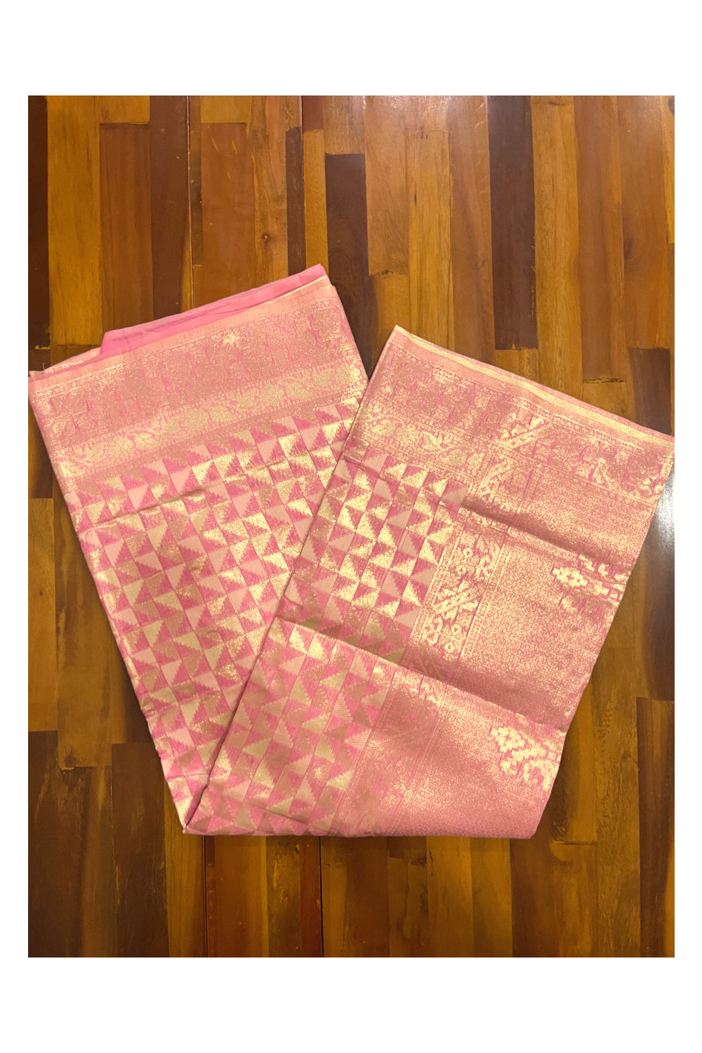 Southloom Cotton Pink Brocade Designer Saree