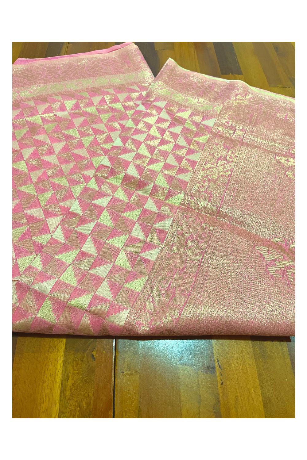 Southloom Cotton Pink Brocade Designer Saree