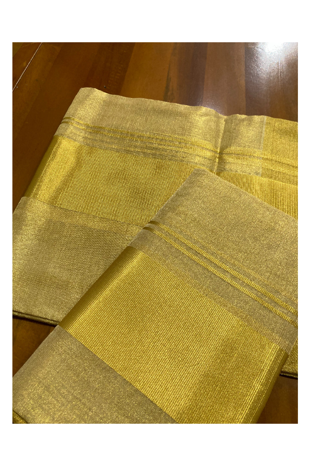 Southloom Handloom Full Kasavu (Warp and Weft) Premium Set Mundu Plain Set Mundu (2.80 Mtrs)