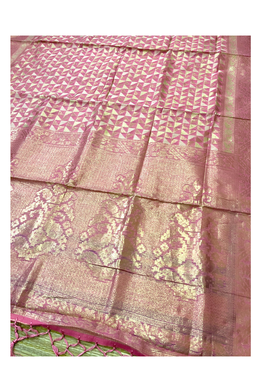 Southloom Cotton Pink Brocade Designer Saree