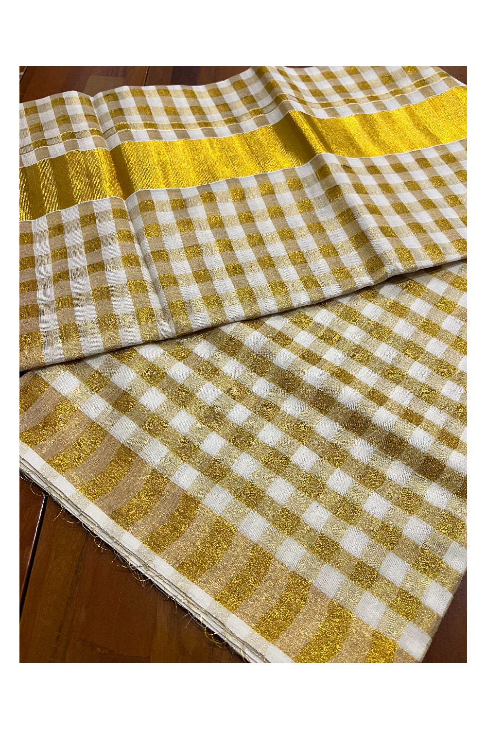 Southloom Onam 2022 Kasavu Saree with Woven Check Design on Body