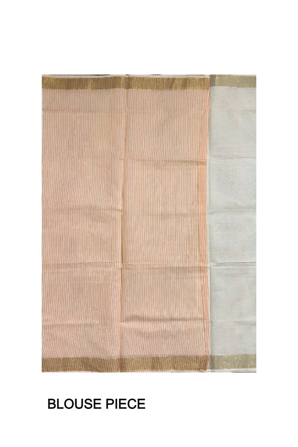 Pure Cotton Off White Kerala Saree with Orange Pallu and Lines Design Running Blouse Piece (Onam Saree 2023)