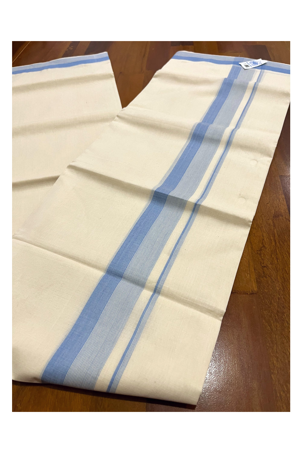 Southloom Premium Unakkupaavu Handloom Wedding Mundu with Blue Border