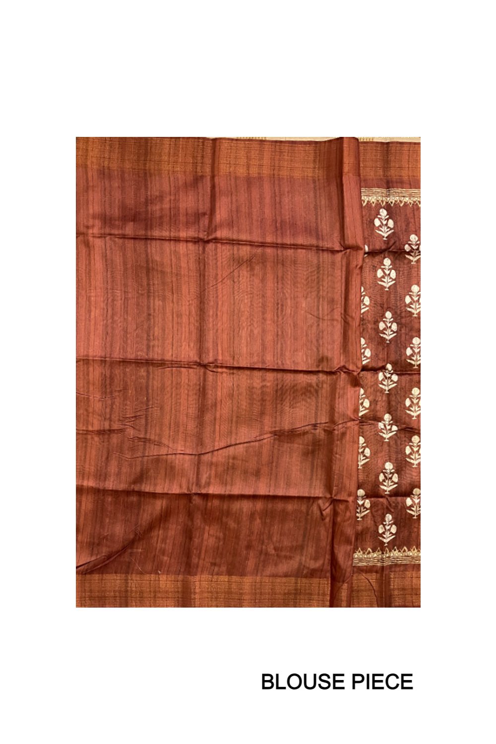 Southloom Semi Tussar Brick Red Floral Printed Designer Saree