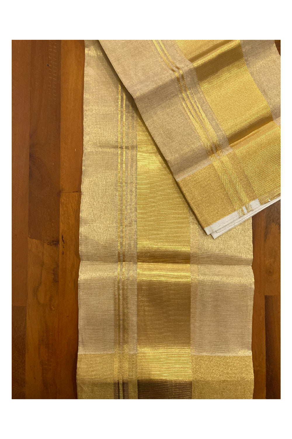 Southloom Handloom Full Kasavu (Warp and Weft) Premium Set Mundu Plain Set Mundu (2.80 Mtrs)