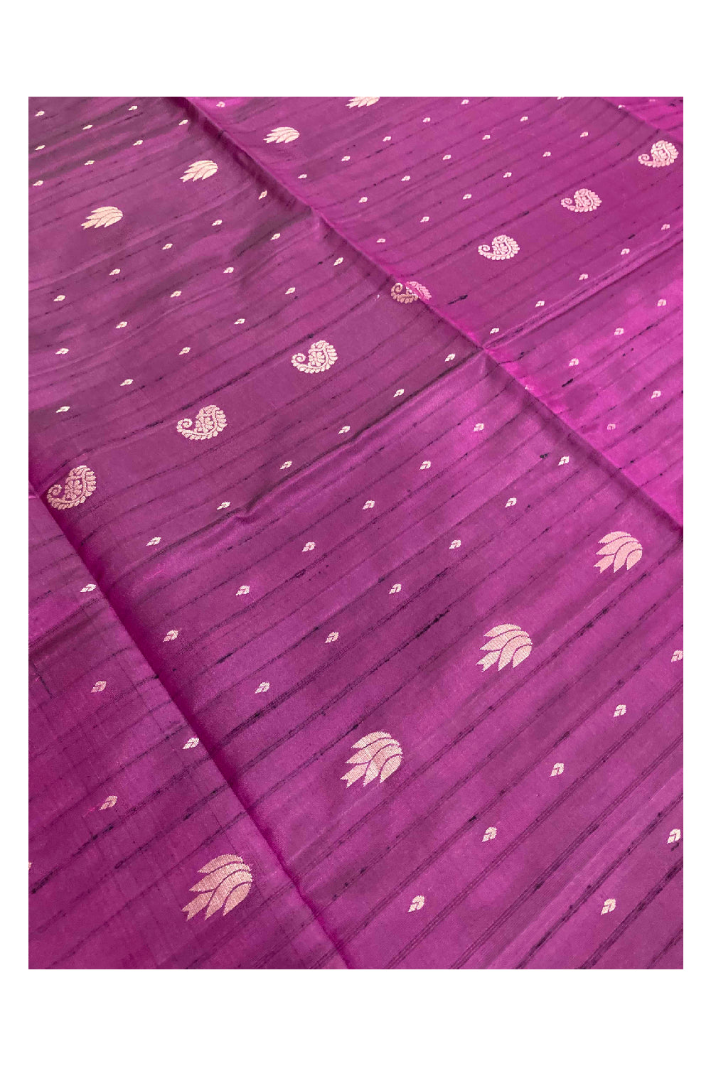 Southloom Handloom Pure Silk Kanchipuram Saree in Grape Purple Paisley Motifs