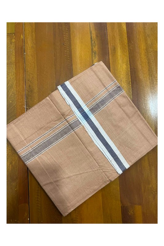 Southloom Premium Handloom Dark Saffron (Kaavi) Single Mundu with Black Border (Lungi)