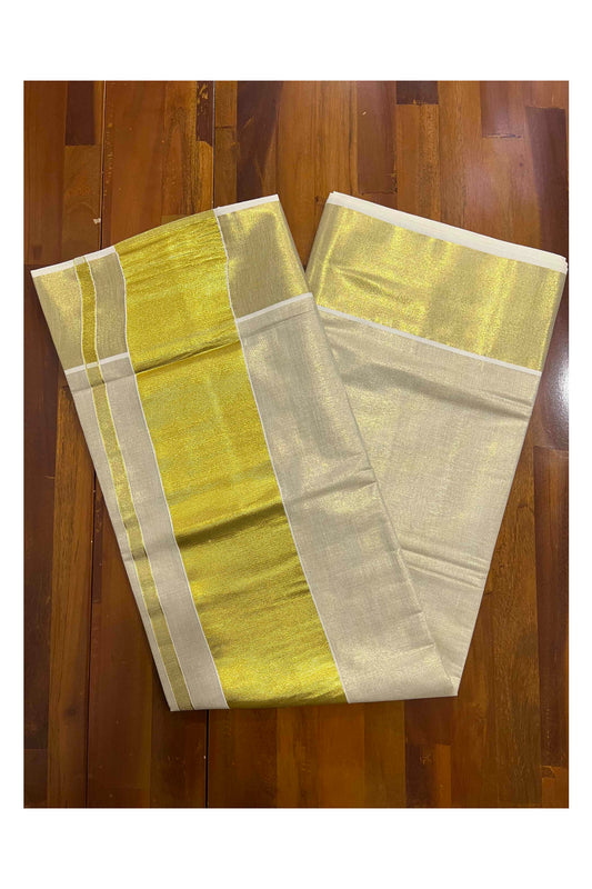 Kerala Tissue Kasavu Plain Saree With 5 Inch Pallu