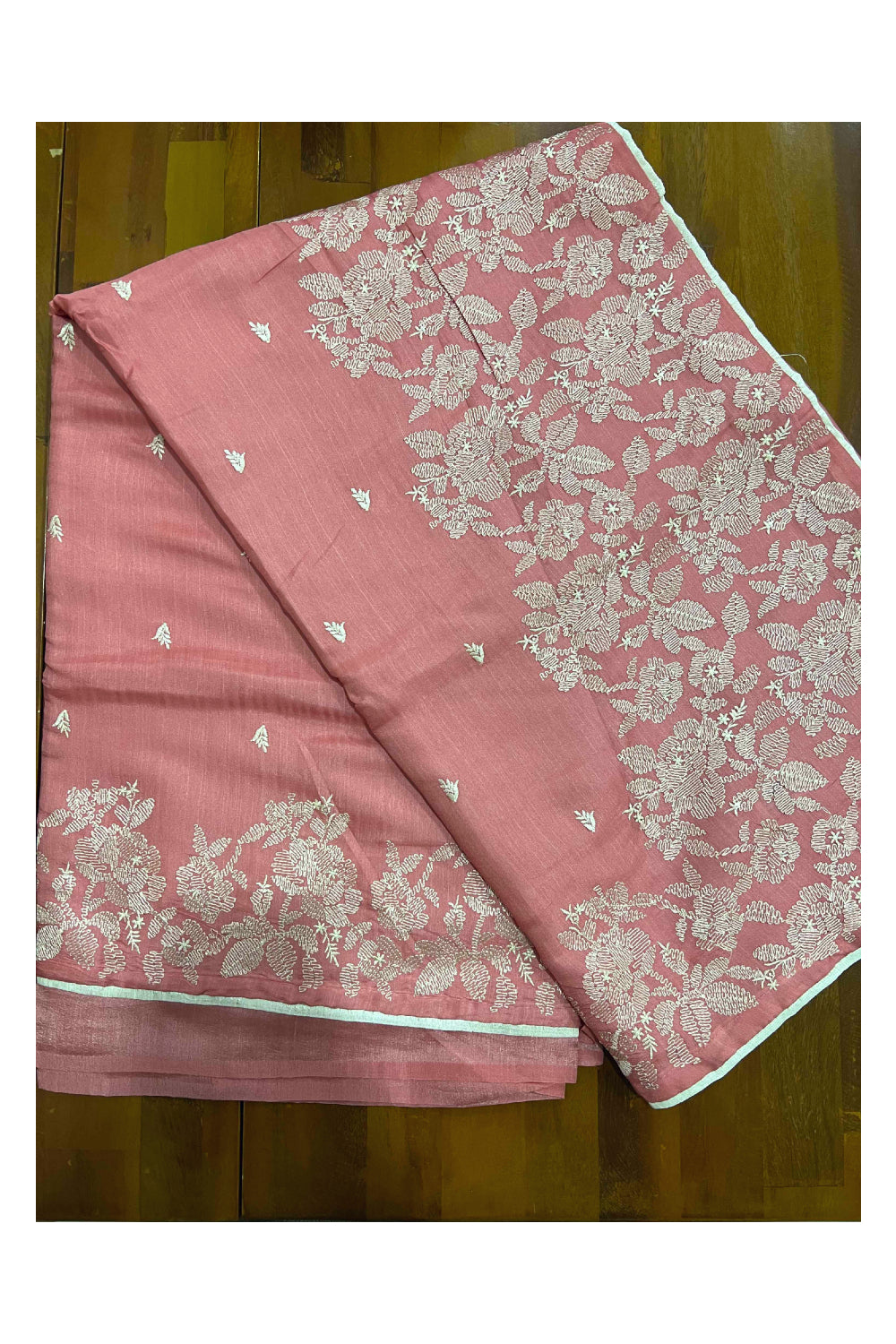 Southloom Pink Semi Silk Designer Thread Work Saree with Butta Works