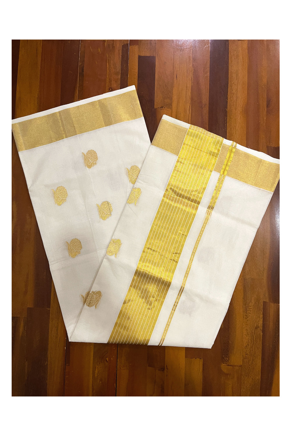 Southloom Premium Handloom Cotton Kasavu Saree with Heavy Woven Works