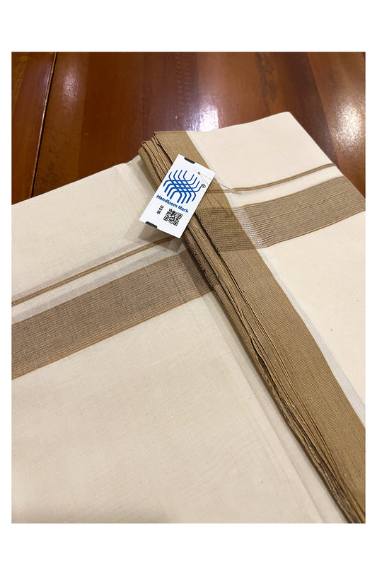 Southloom Premium Unakkupaavu Handloom Mundu with Brown Border (South Indian Dhoti)