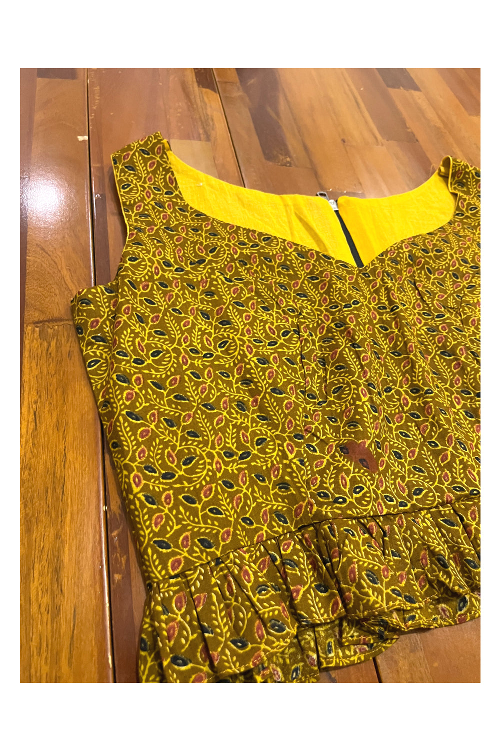 Southloom Yellow Ajrakh Designer Ready Made Blouse