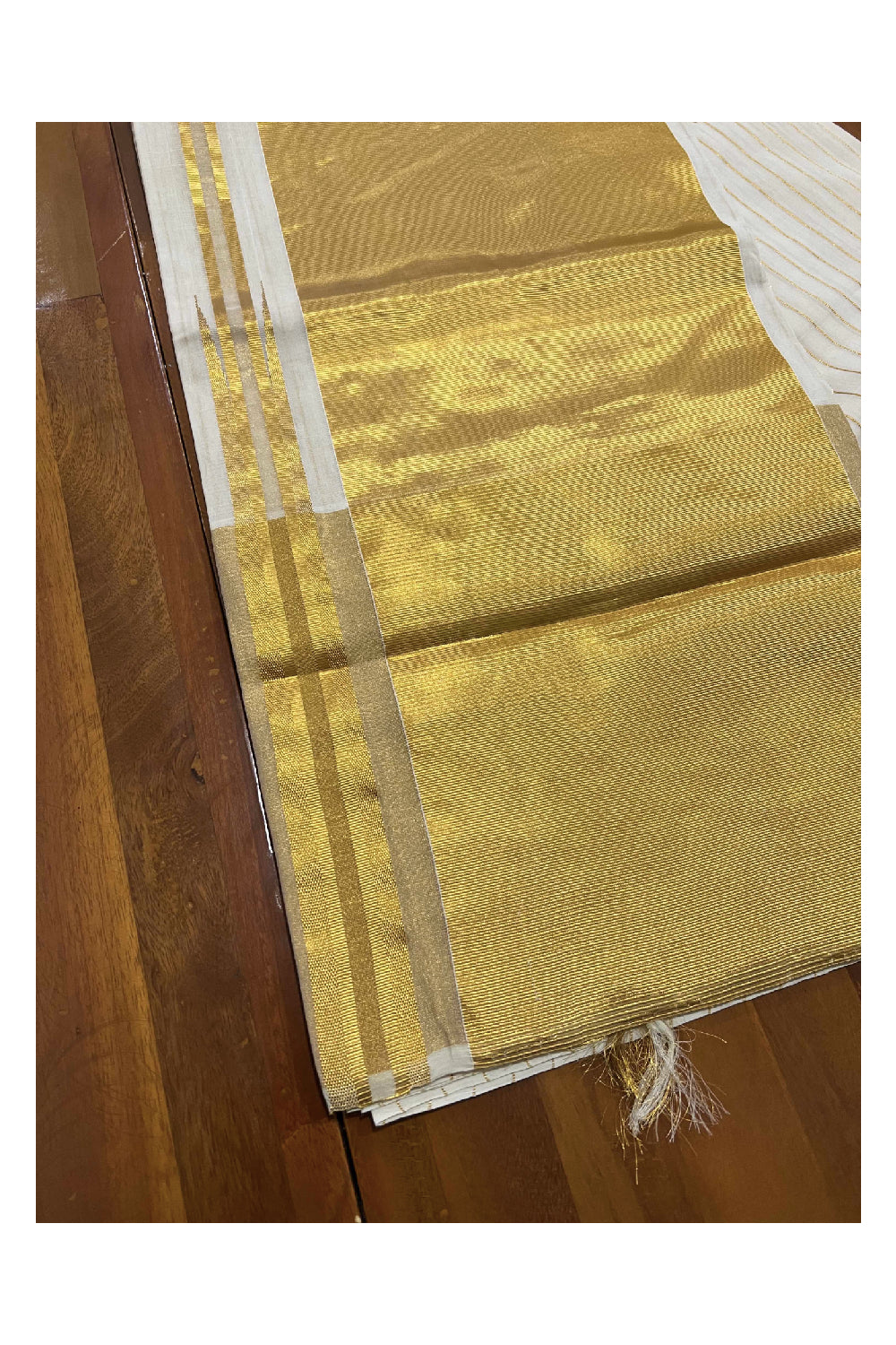 Southloom Premium Handloom Pure Cotton Stripes Work Saree with 10 inch Pallu
