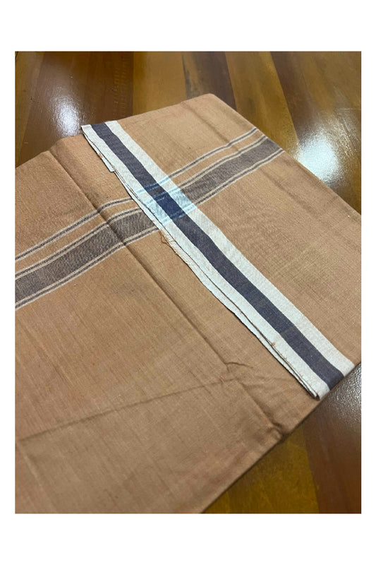 Southloom Premium Handloom Dark Saffron (Kaavi) Single Mundu with Black Border (Lungi)