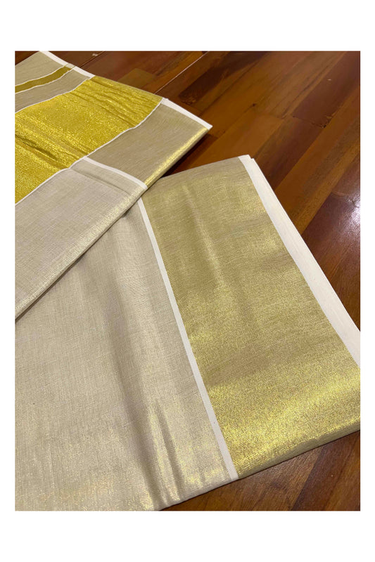 Kerala Tissue Kasavu Plain Saree With 5 Inch Pallu