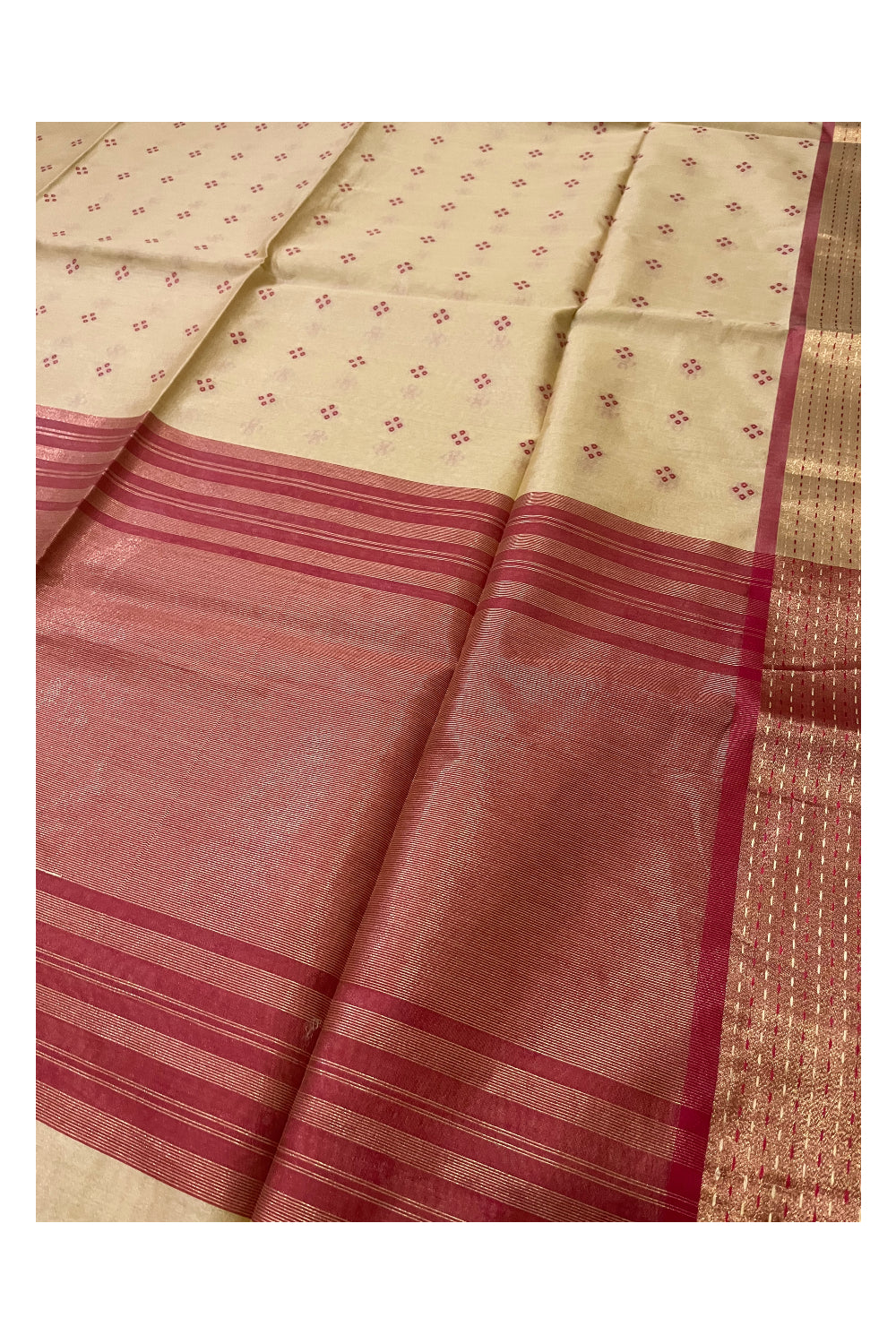 Southloom Semi Tussar Light Brown Saree with Butta works on Body and Tassels on Pallu