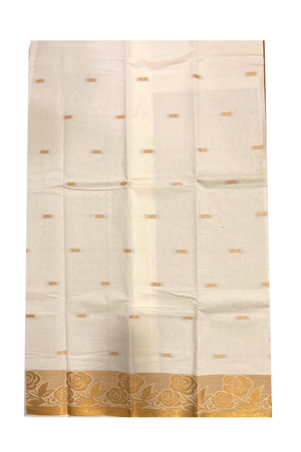 Kerala Cotton Kasavu Churidar Salwar Material with Kasavu Woven Border (include Lines Shawl / Dupatta)