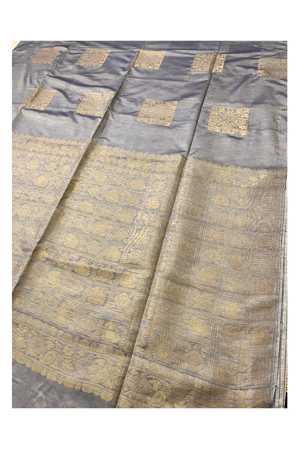 Southloom Soft Silk Grey Saree with Zari Woven Works